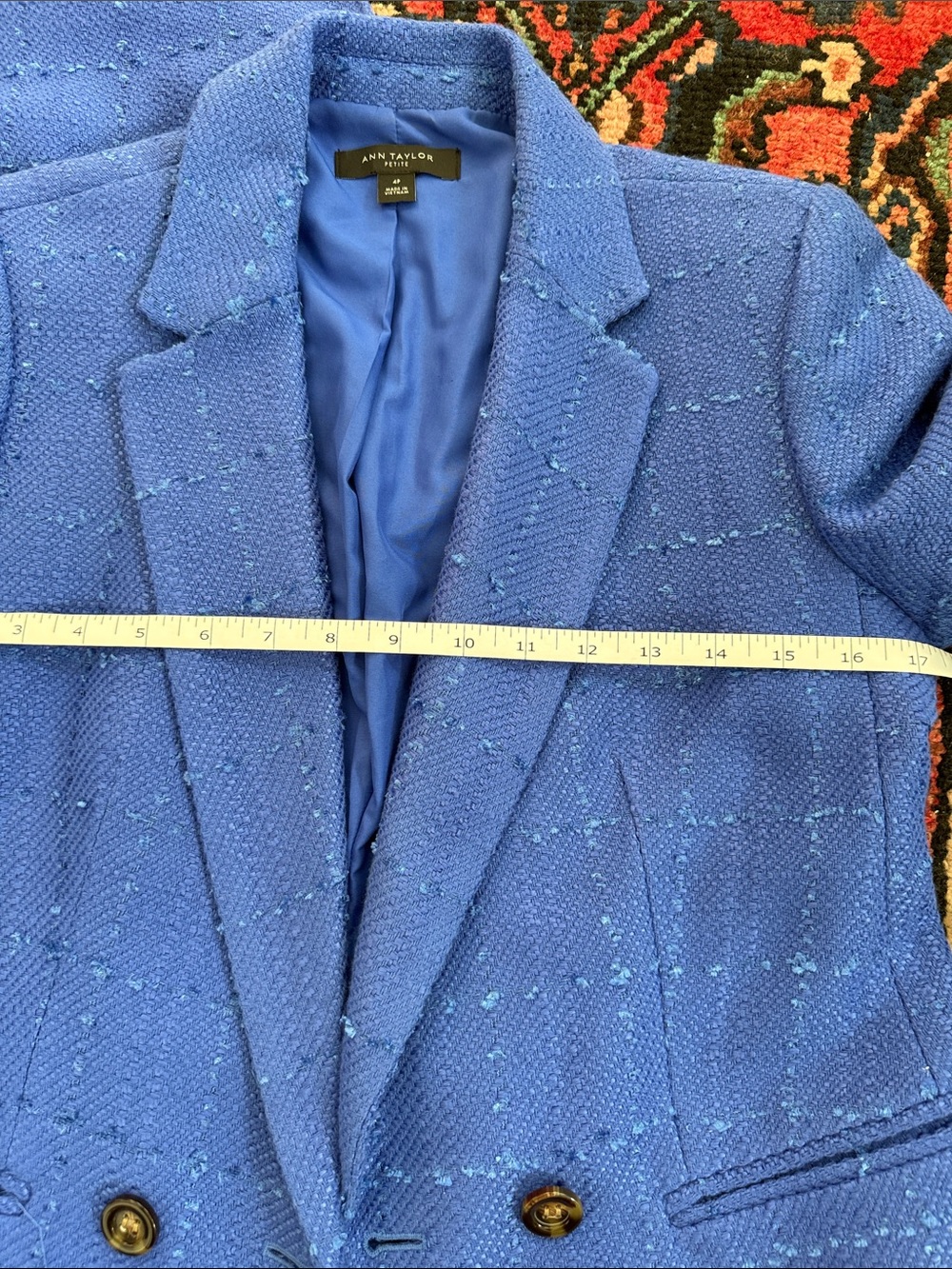 Ann Taylor Bright Royal Blue Tweed Blazer and Sheath Dress Set - Picture 4 of 9